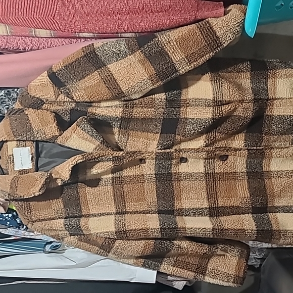 AMERICAN EAGLE Plus Size 2X XXL 2xl Brown Plaid Jacket - Picture 1 of 4